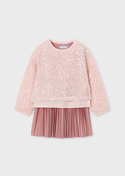 Mayoral Mini 4925-050 Sukienka łączona z cekinami Maquillaje