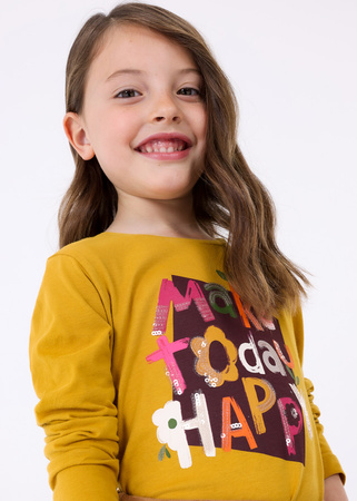 Mayoral Mini 4015-060 Koszulka z długim rękawem dla dziewczynki ECOFRIENDS Mostaza