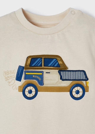 Mayoral baby 2004-079 Koszulka z długim rękawem z motywem interaktywnym dla chłopca ECOFRIENDS Beżowa