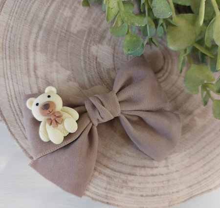 Maade.pl Spinka do włosów Kokarda miś - 1 sztuka Kolor brązowy