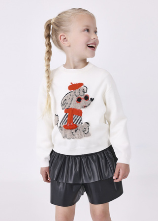 Mayoral Mini 4908-080 Spódnico - spodenki z imitacji skóry dla dziewczynki Negro