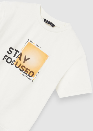 Mayoral Junior 6070-037 Koszulka z krótkim rękawem z nadrukiem dla chłopca Ecru