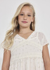 Mayoral Junior 6920-042 Sukienka z metalicznymi wzorkami dla dziewczynki  Ecru