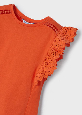 Mayoral Mini 3061-072 Koszulka bez rękawów z koronką ECOFRIENDS Pomarańczowa