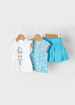 Mayoral baby 1943-075 Komplet 3-częściowy ze spódnicą dla dziewczynki Niebieski