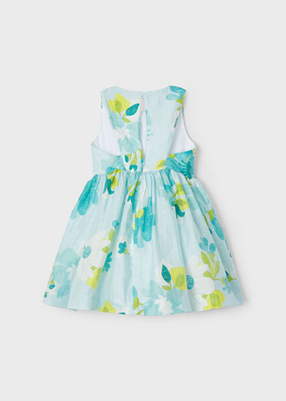 Mayoral Mini 3911-090 Sukienka z lnem dla dziewczynki Anis