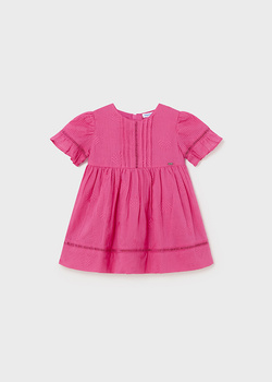 Mayoral Baby 1912-029 Sukienka z ażurowym haftem Magenta