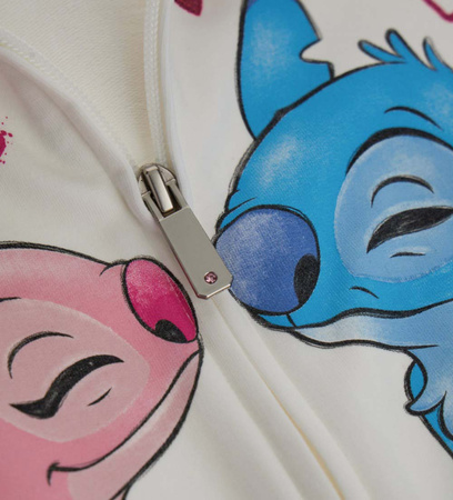 Original Marines DEAV3529F Bluza STITCH zapinana na suwak dla dziewczynki Ecru