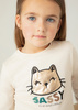 Mayoral Mini 4071-055 Koszulka z długim rękawem z kotkiem dla dziewczynki Garbanzo