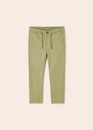 Mayoral Mini 3512-068 Spodnie chino regular z lnu dla chłopca Zielone