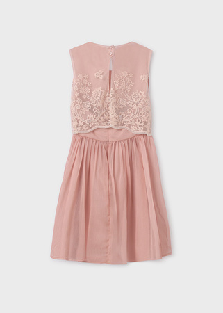 Mayoral Junior 6944-077 Sukienka łączona z haftem dla dziewczynki Tulipan