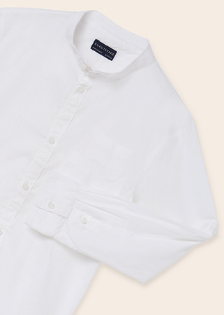 Mayoral Junior 6115-077 Koszula z długim rękawem ze stójką dla chłopca Biała