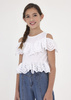 Mayoral Junior 6195-078 Bluzka hiszpanka z haftem dla dziewczynki Biała