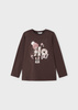 Mayoral Mini 4015-057 Koszulka z długim rękawem dla dziewczynki ECOFRIENDS Chocolate