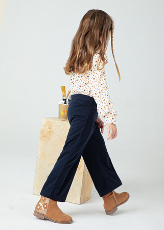 Mayoral Mini 4549-033 Długie spodnie z szerokimi nogawkami dla dziewczynki Marino