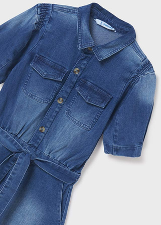 Mayoral Junior 6828-077 Kombinezon jeansowy dla dziewczynki niebieski