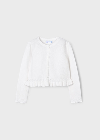 Mayoral Mini 3374-084 Sweterek z plecionymi detalami Blanco