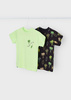 Mayoral Mini 3018-072 Zestaw 2 koszulek z krótkim rękawem dla chłopca Palmy  Czarny i zieleń