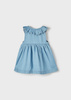 Mayoral Baby 1925-070 Sukienka z miękkiego jeansu z falbanką dla dziewczynki Niebieska