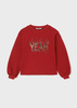 Mayoral Junior 7471-077 Bluza z dzianiny z cekinami dla dziewczynki Czerwona