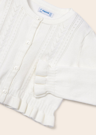 Mayoral Mini 3345-056 Sweterek z ozdobnym ażurem dla dziewczynki Kolor ecru