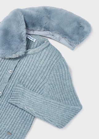 Mayoral Mini 4309-011 Sweterek z odpinanym futerkowym kołnierzem dla dziewczynki Bluebell v