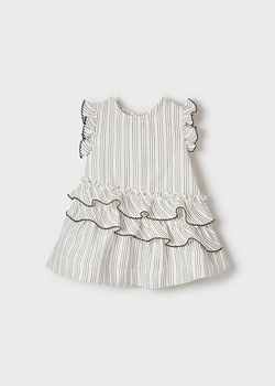 Mayoral Baby 1923-003 Sukienka z falbankami lurex ecru