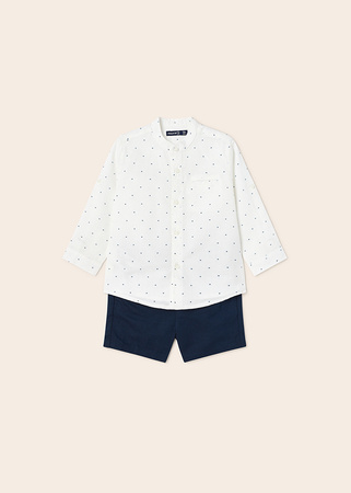 Mayoral Baby 1297-077 Komplet z bermudami z lnem dla chłopca Granatowy