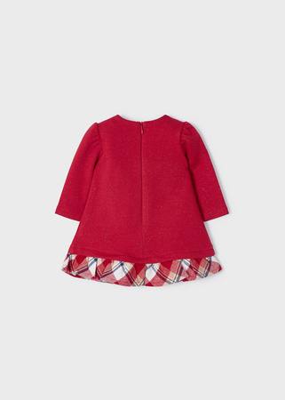 Mayoral Newborn 2823-096 Sukienka z dzianiny łaczona dla dziewczynki Czerwona
