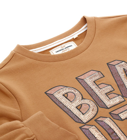 Original Marines DDA3655F Bluza z cekinową aplikacją dla dziewczynki Karmel