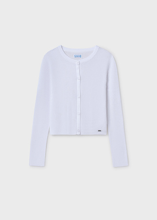 Mayoral Junior 6350-093 Sweter trykotowy w prążek Blanco