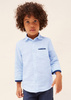 Mayoral Mini 3165-041 Koszula lniana z długim rękawem z kołnierzykiem dla chłopca Niebieska