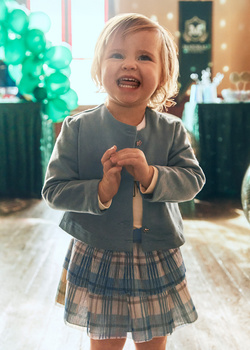 Mayoral Baby 2922-010 Komplet 3 częściowy z tiulową spódniczką Blue bell