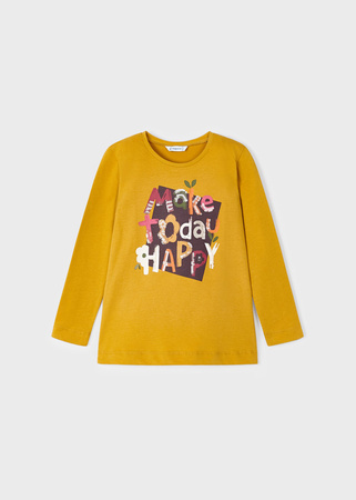 Mayoral Mini 4015-060 Koszulka z długim rękawem dla dziewczynki ECOFRIENDS Mostaza