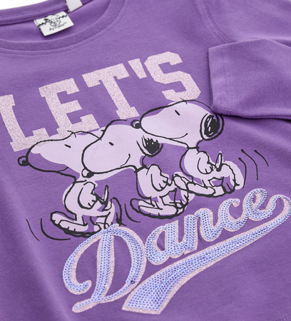 ORIGINAL MARINES DDAV3566F Koszulka z długim rękawem z cekinową aplikacją Snoopy dla dziewczynki Fiolet