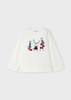 Mayoral Mini 4070-051 Koszulka z długim rękawem z pieskami dla dziewczynki Crudo - guinda