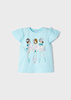 Mayoral Mini 3055-033 Koszulka z krótkim rękawem z nadrukiem i aplikacją Aqua
