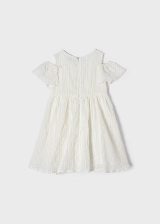 Mayoral 3936-004 Sukienka hiszpanka z koronką dla dziewczynki Ecru i złoto