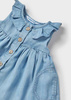 Mayoral Baby 1925-070 Sukienka z miękkiego jeansu z falbanką dla dziewczynki Niebieska