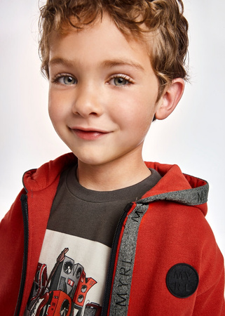Mayoral Mini 4471-027 Bluza chłopięca ocieplana z kapturem kolor ceglasty