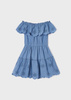Mayoral Mini 3929-087 Sukienka w stylu boho z ażurem dla dziewczynki  Niebieska
