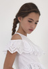 Mayoral Junior 6195-078 Bluzka hiszpanka z haftem dla dziewczynki Biała