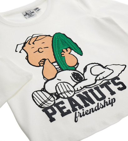 ORIGINAL MARINES DDAV3566F Koszulka z długim rękawem z cekinową aplikacją Snoopy dla dziewczynki Ecru