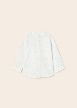 Mayoral Baby 1114-076 Koszula z lnem długim rękawem ze stójką dla chłopca  Ecru