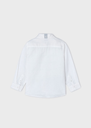Mayoral Mini 3122-067 Koszula lniana z długim rękawem z kołnierzykiem dla chłopca Blanco