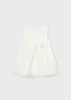 Mayoral Baby 1948-077 Sukienka z organzy z haftem dla dziewczynki  Blanco