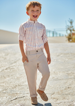Mayoral Mini 3514-083 Spodnie Chino Tailoring z lnem dla chłopca Kolor beżowy