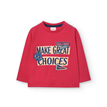 Boboli 309035 3761 Koszulka chłopięca z długim rękawem z nadrukiem