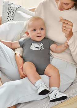 Mayoral Newborn 1637-078 Zestaw 2 pajacyków z chustą dla chłopca szary