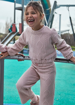Mayoral Mini 4896-028 Dres 2-częściowy pikowany Nude